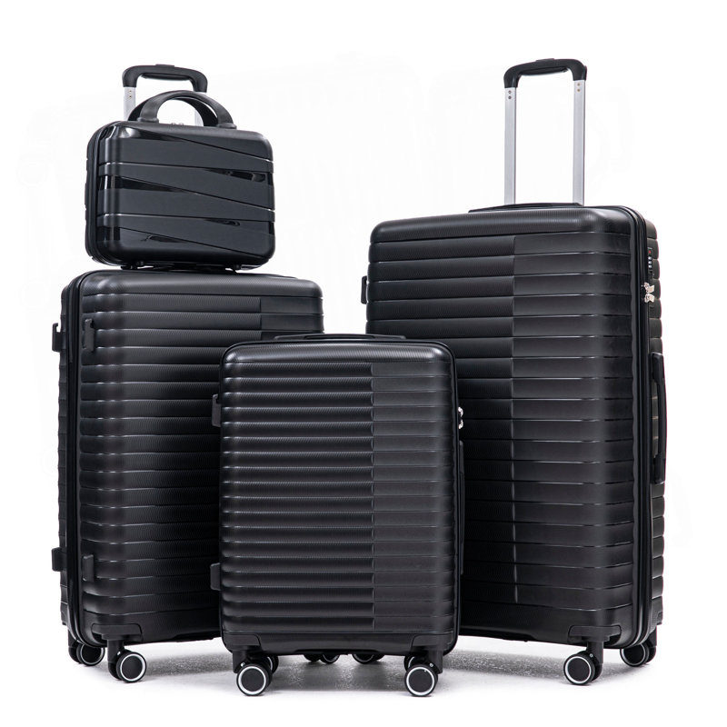 14 "/ 20" / 24 "/ 28" 4 pièces / ensemble dans un bagage à roulettes en PP, une valise de transport, une tringle en fer, une serrure à mot de passe à combinaison, un étui à cosmétiques de 14 po