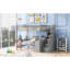 Lit mezzanine gris avec bureau en L et rangement étagé - Transformez votre chambre à coucher-280715745