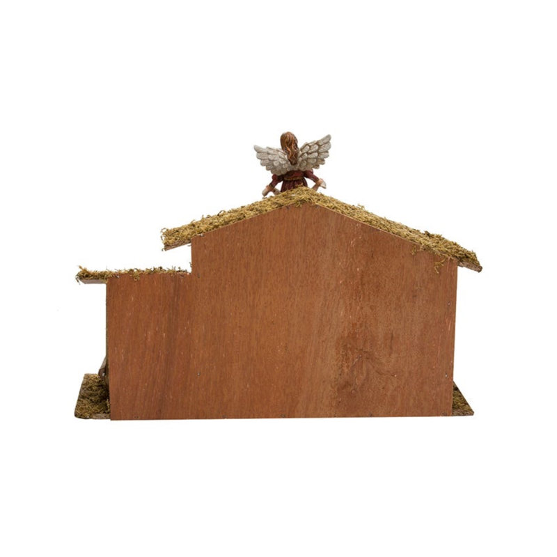 12 pièces de crèche de Noël avec étable en bois