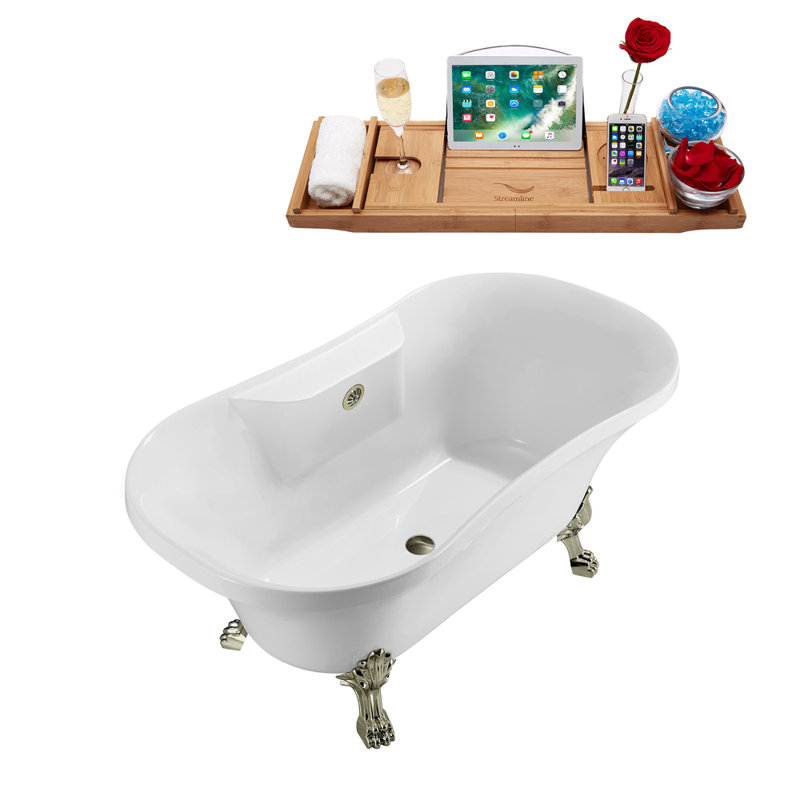 60'' x 32'' Soaking Acrylic Bathtub, Brushed Nickel, Brushed Nickel