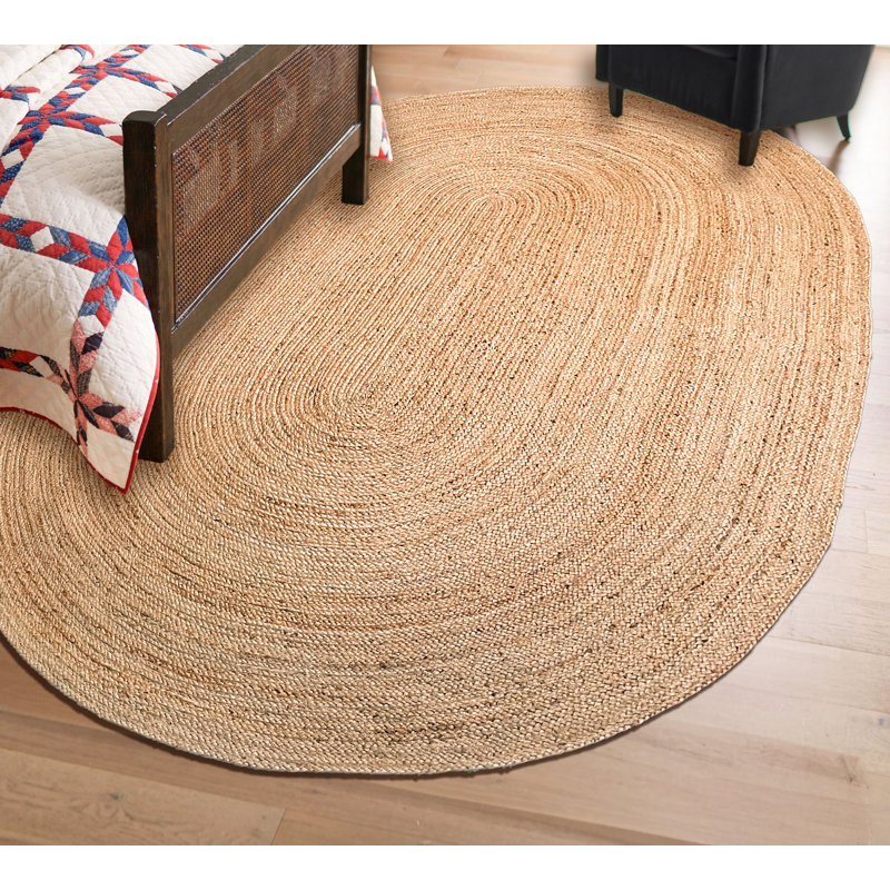 Tapis naturel tressé à la main, Oval 6 pi x 9 pi
