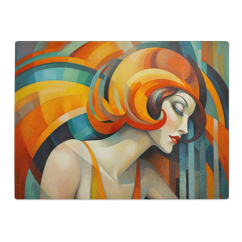 Woman Art Deco  Glass Chopping Board