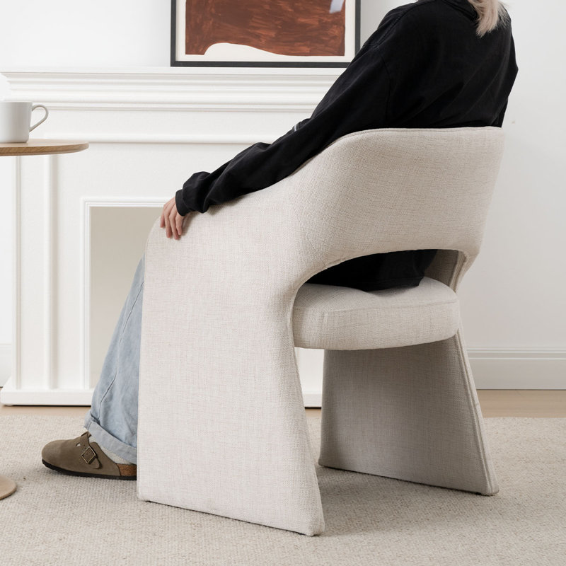 Fauteuil de salle à manger rembourré de 19 po de hauteur, Beige