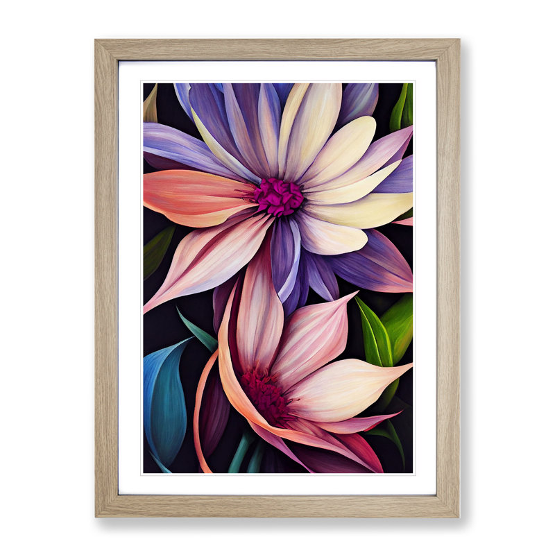 Engaging Flowers 1 Piece Single Picture Frame Wall Art, 34cm H x 25cm W x 2cm D, Oak