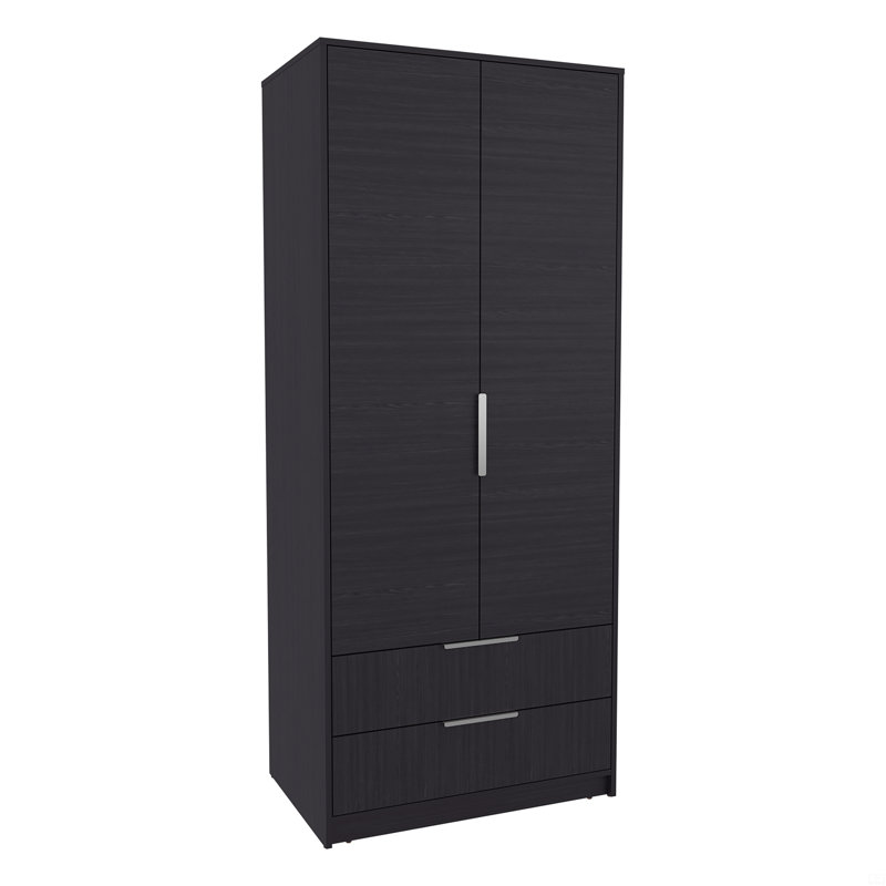 Armoire Wenden, portes doubles, deux tiroirs, tringle suspendue et tablettes intérieures, garde-robe