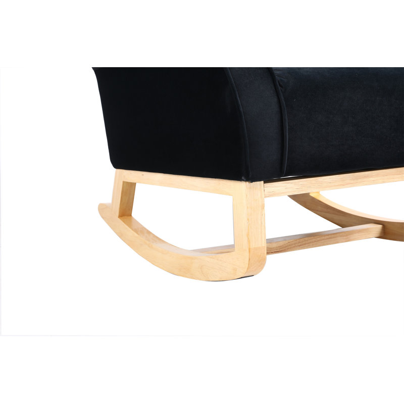 Chaise berçante en velours Jeffren, Noir