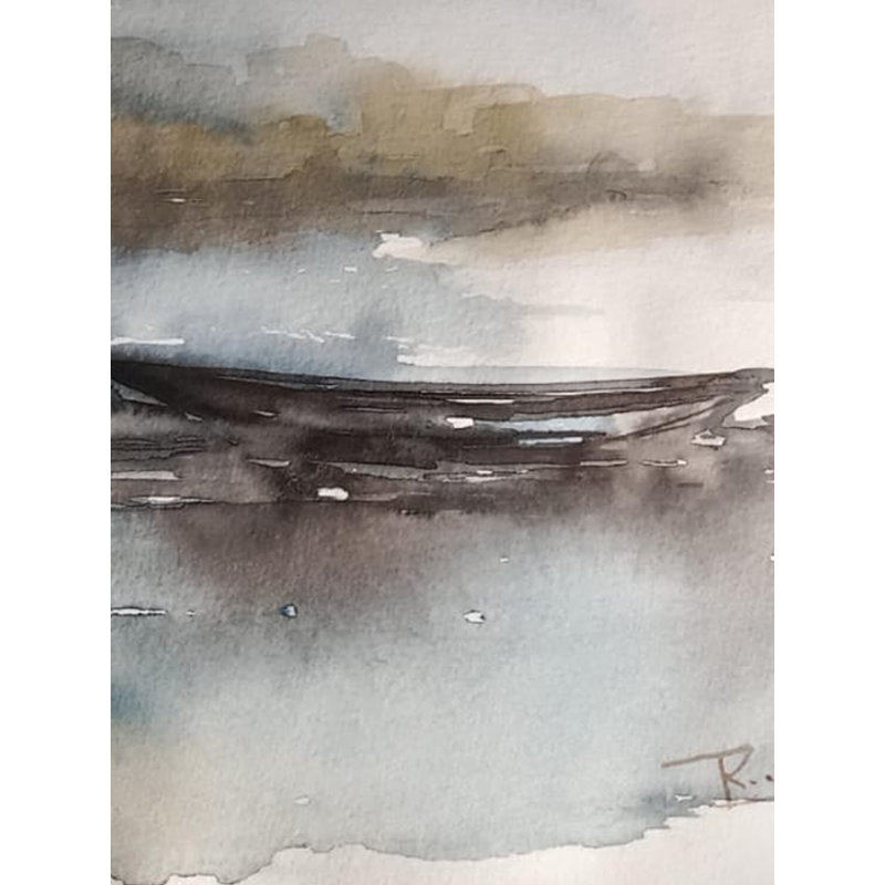 Un bateau stable | Aquarelle sur papier | Par Raj Kumar Singh