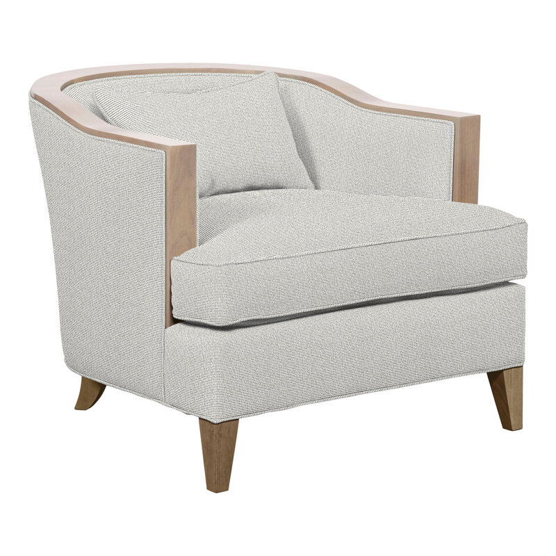 Thom Filicia Home Upholstered Barrel Chair, Hampton, Callaloo Cotton Polyester Blend