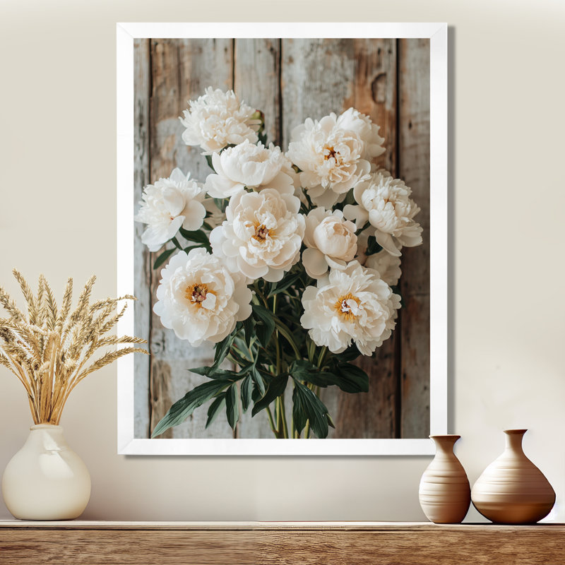 Ightham - Floral Wall Art, 20" H x 12" W, Framed Print without Mat, White