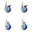 5 Inch 316SS Blue Polyurethane 12mm Threaded Stem Caster Set 2 Lock Brake