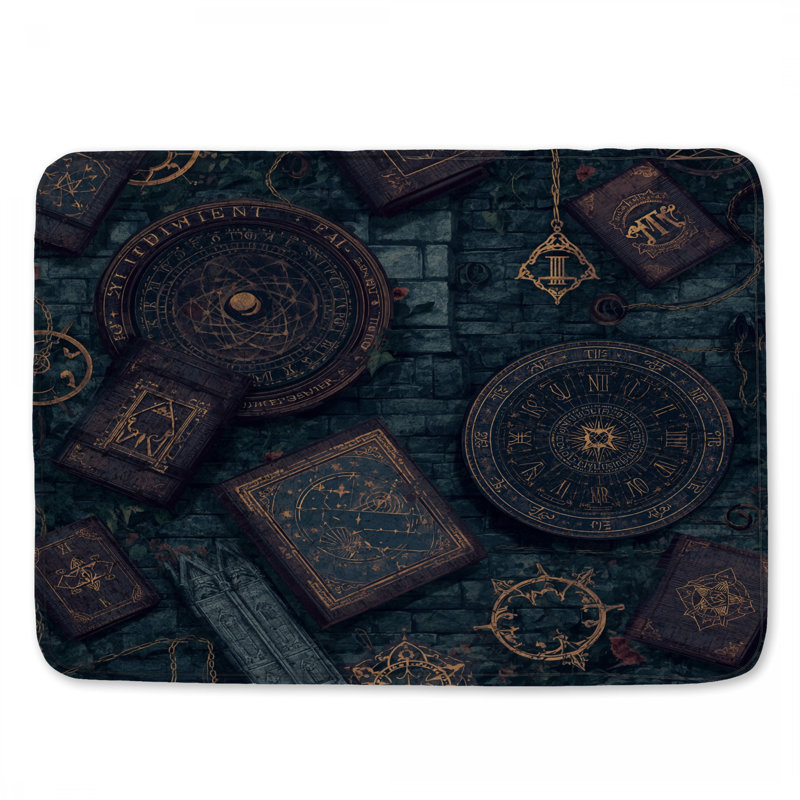 Tapis de bain livres et symboles mystiques, L 34 po x L 21 po