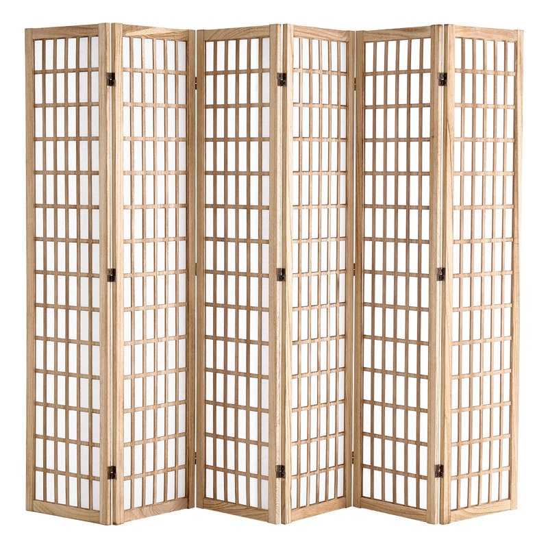Paravent, paravent japonais à 6 panneaux, paravent pliant en bois pour l'intérieur, paravents japonais