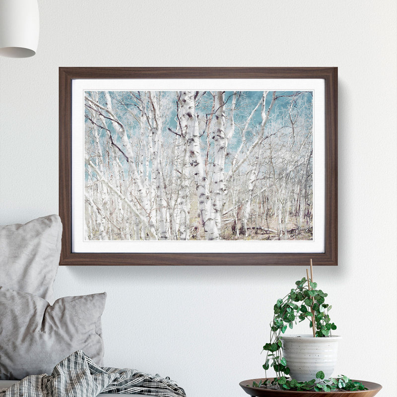 Birch Trees In Utah Painting - Single Picture Frame Print on MDF, 45cm H x 33cm W x 2cm D, Walnut