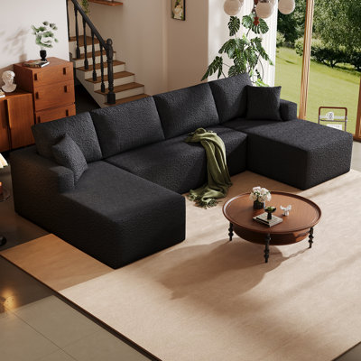 140.5'' 3 - Piece Modular Sectional Large Sofa Couch No Assembly Required, Free Combination Chenille Upholstered Home Sofa With Deep Seat With 6 Pillows