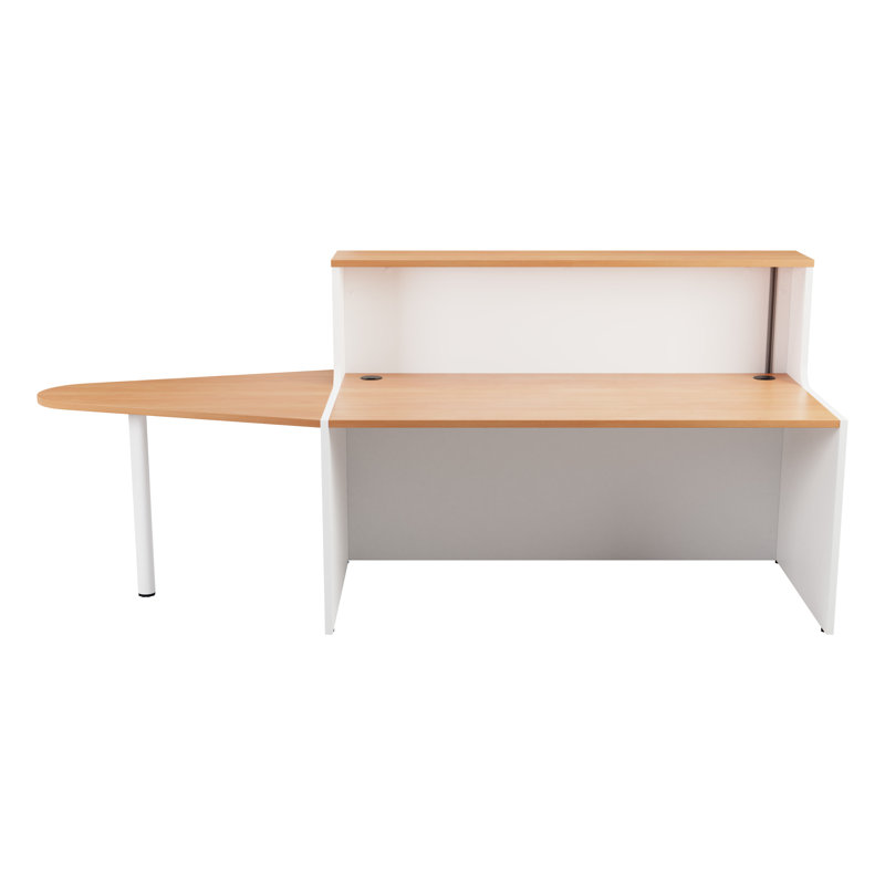 Buariki Rectangle Synthetic Laminate Reception Desk, Beech/White