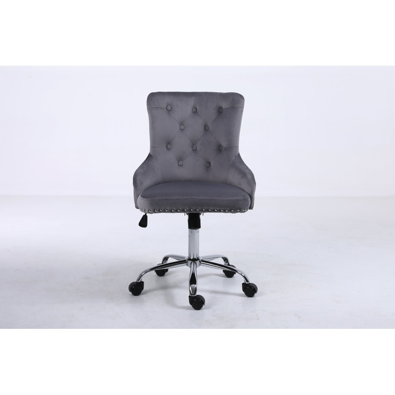 Chaise de travail en velours Kassandra, gris