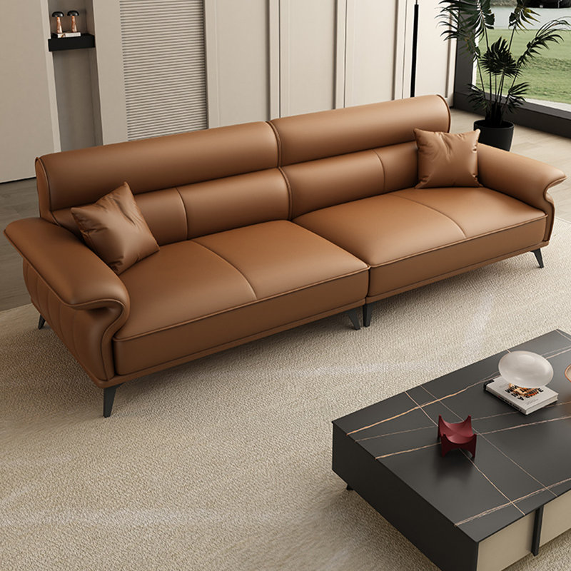 Canapé modulaire brun en cuir véritable, Brun, 4, H 33,46 po x l 110,24 po x P 37,4 po