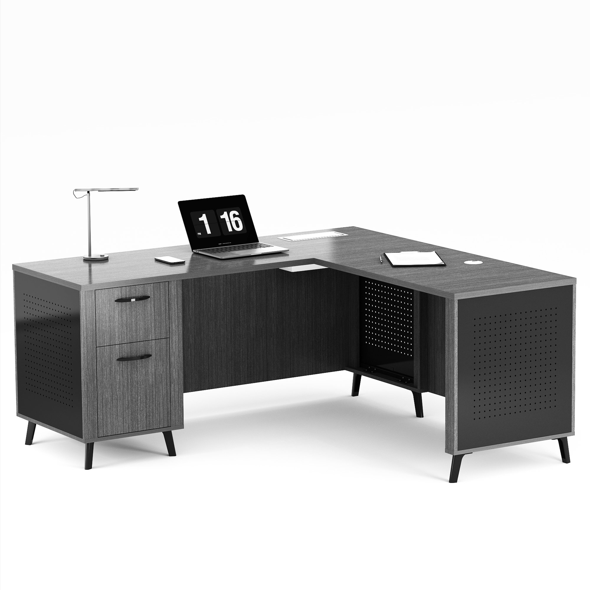 Oliver LShaped Executive Desk With File For Home Office