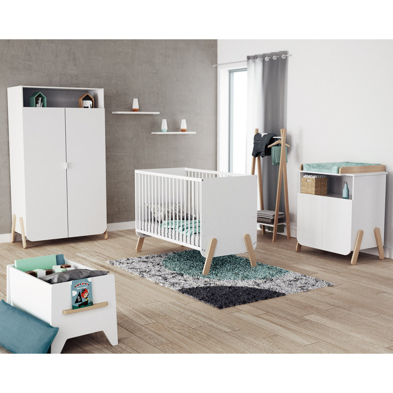 2 Cot Bed, White/Dark Brown