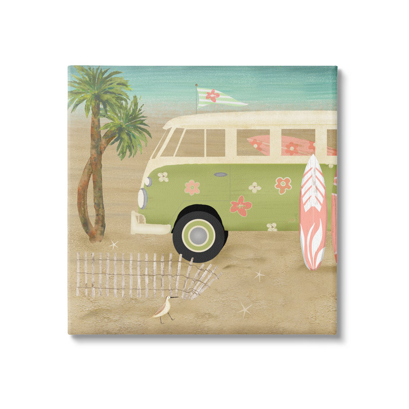 Hippy Travel Van Beach, H 30 po x l 30 po x P 1,5 po, Plaque murale