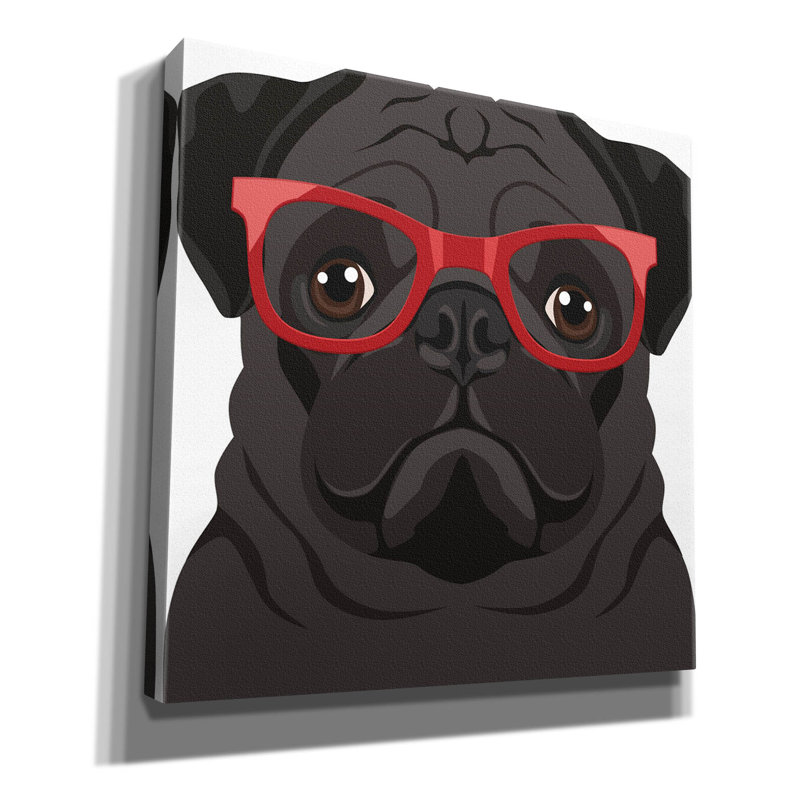 "Carlin portant des lunettes de hipster" par les affiliés Furbaby, H 37 po x l 37 po x P 1,5 po
