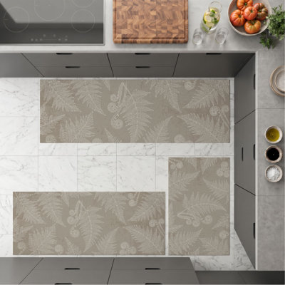 Tapis de cuisine lavables antidérapants à motif de feuilles