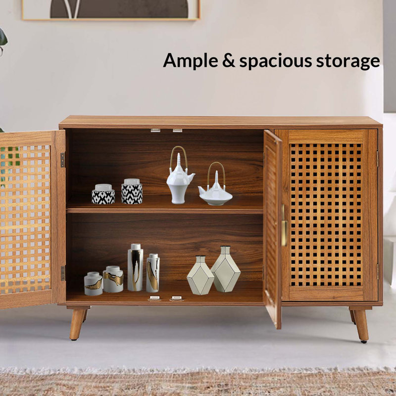 Aulbrey 44" Wide Lattice Doors Sideboard with Solid Legs