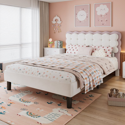 Cecilie Velvet Upholstered Bed with Wooden Frame
