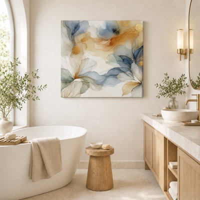 " Golden Serenity Abstract Floral "