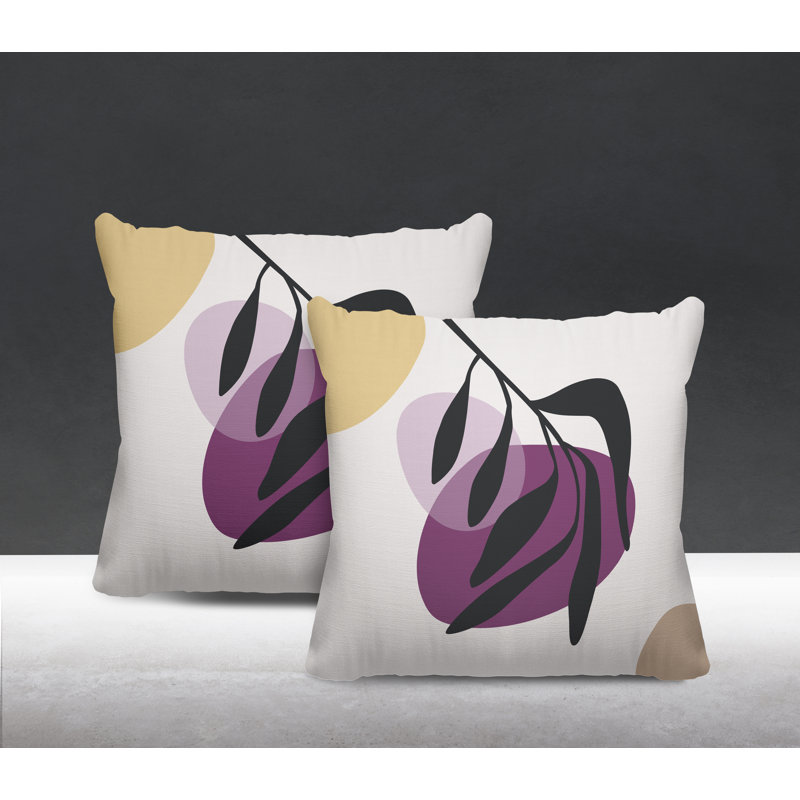 Jeté carré en polyester / mélange de polyester intérieur / extérieur, L 15 po x H 15 po, Mauve / beige