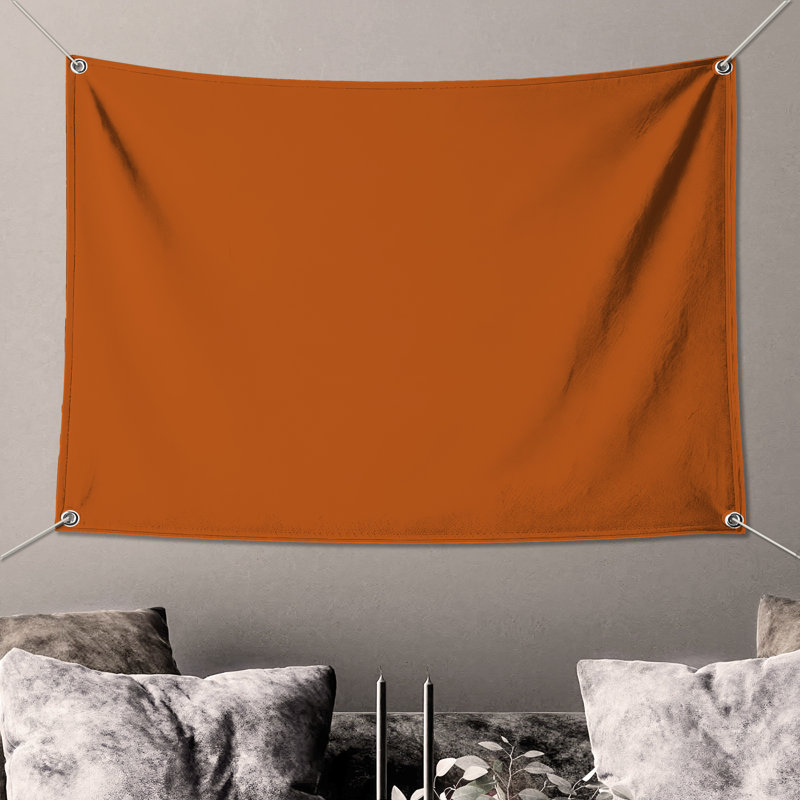 Solid Orange Background Wall Tapestry - Orange Wall Decor, 104in H x88 with 4 Grommets