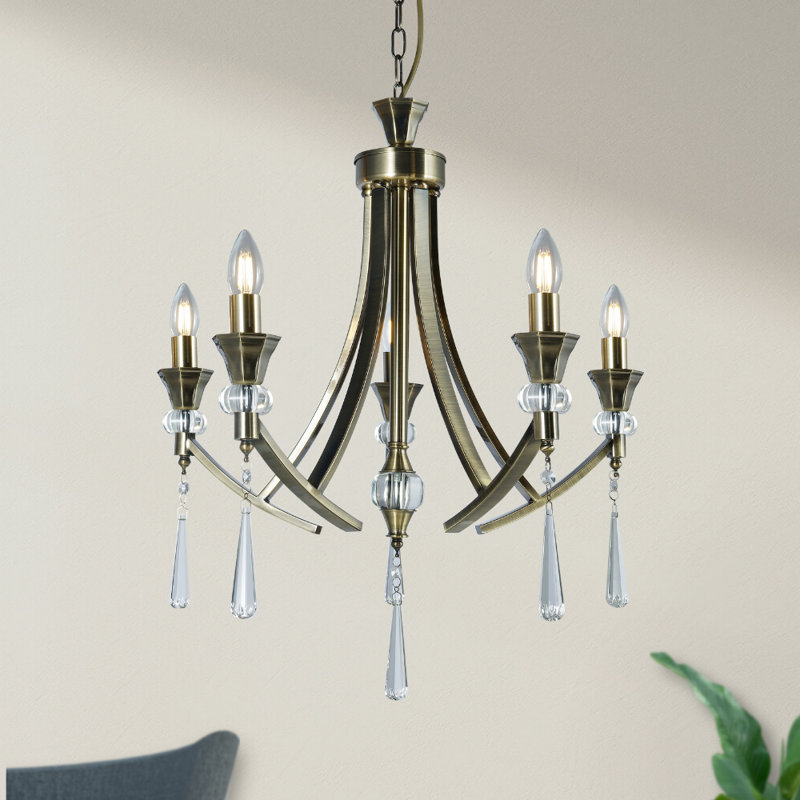 Eddings 5 - Light Candle Style Chandelier, Antique Brass