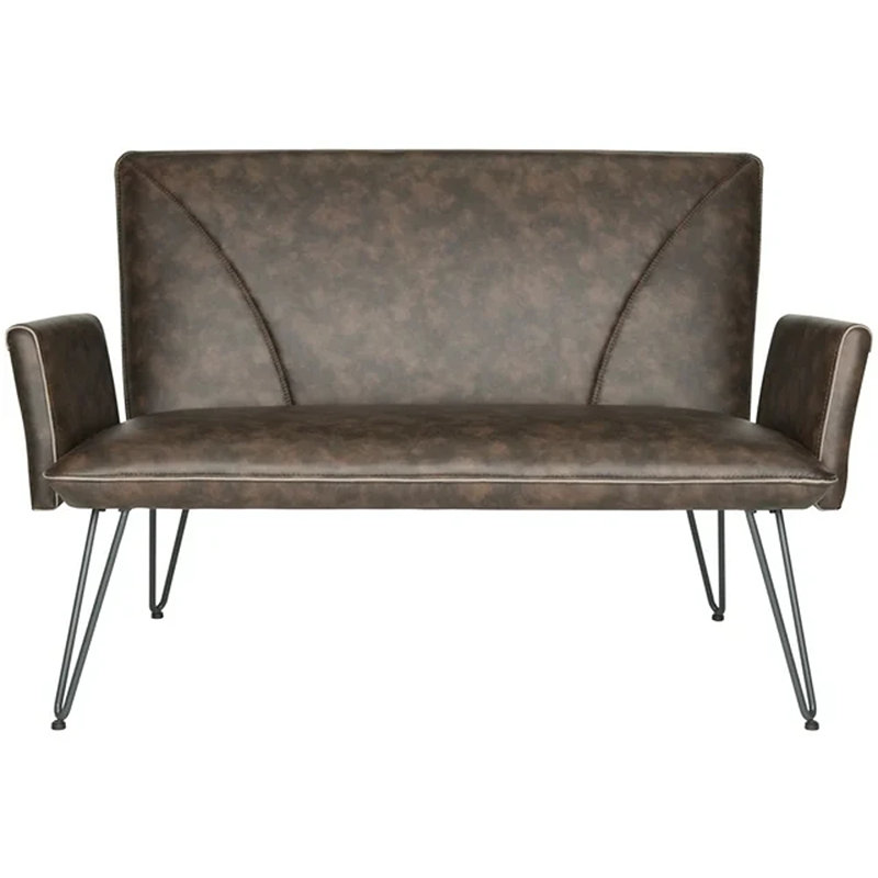 Dormilee 51.9'' Faux Leather Loveseat, Antique Brown Faux Leather