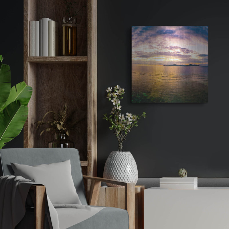 Seychelles -Praslin Island Sunset, art mural en métal, H 24 po x l 24 po