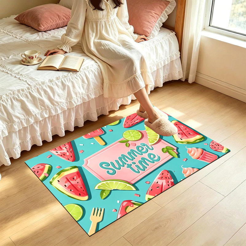  Tapis d'entrée antidérapant pour l'extérieur, 16 po x 24 po, crème glacée pastèque d'été, Pastèque, crème glacée d'été