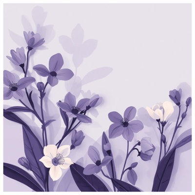 Tapis de bain mauve à motif floral