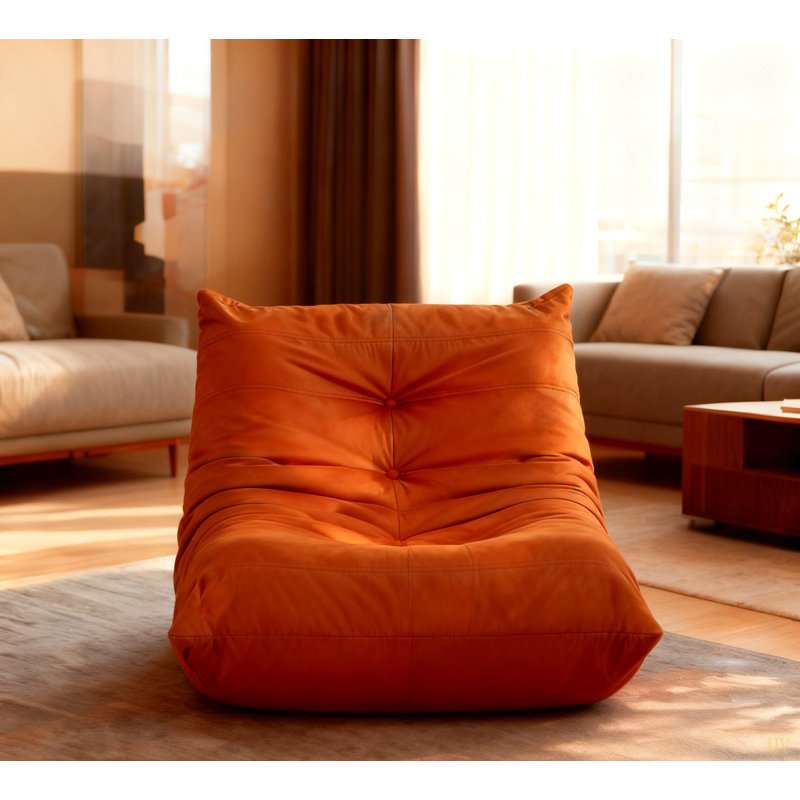 Fauteuil d'appoint luxueux avec coussins capitonnés, Orange