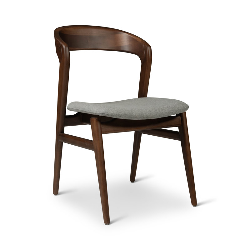 Modern Brazilian Upholstered Dining Chair, Nogal/Gray