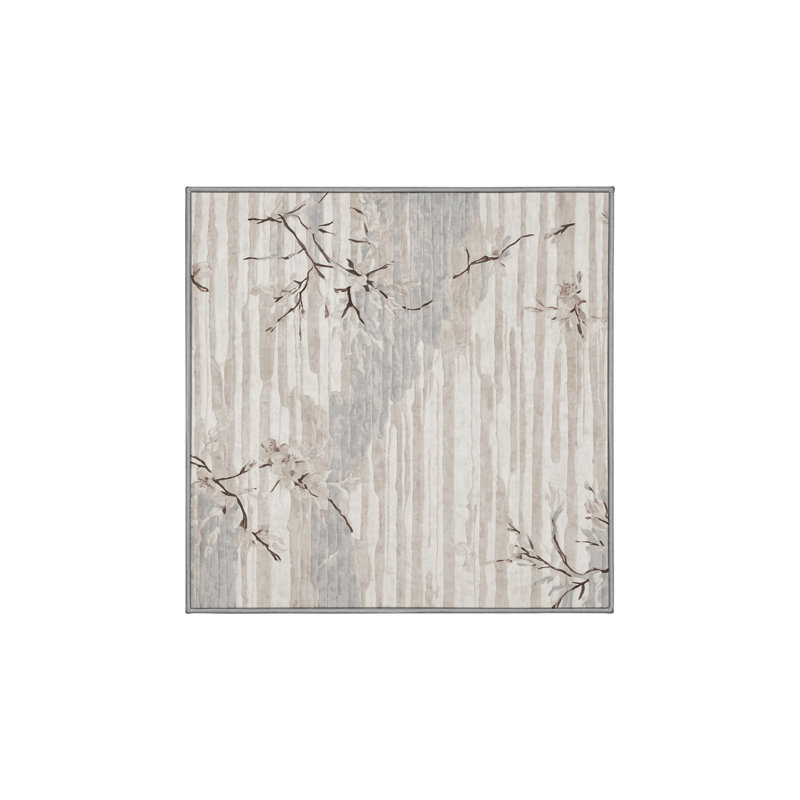 Tapis gris soyeux et moelleux, Carré 7 pi