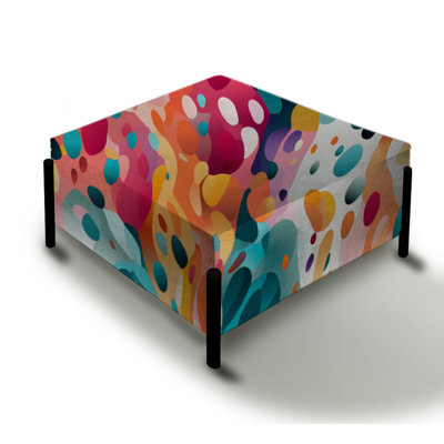 Pink And Blue Vibrant Abstract Wilderness I - Abstract Large Square Ottoman