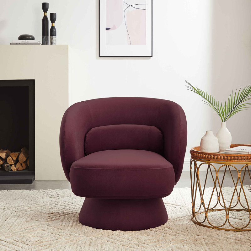 Saboor 78Cm Wide Swivel Barrel Chair, Wine Velvet