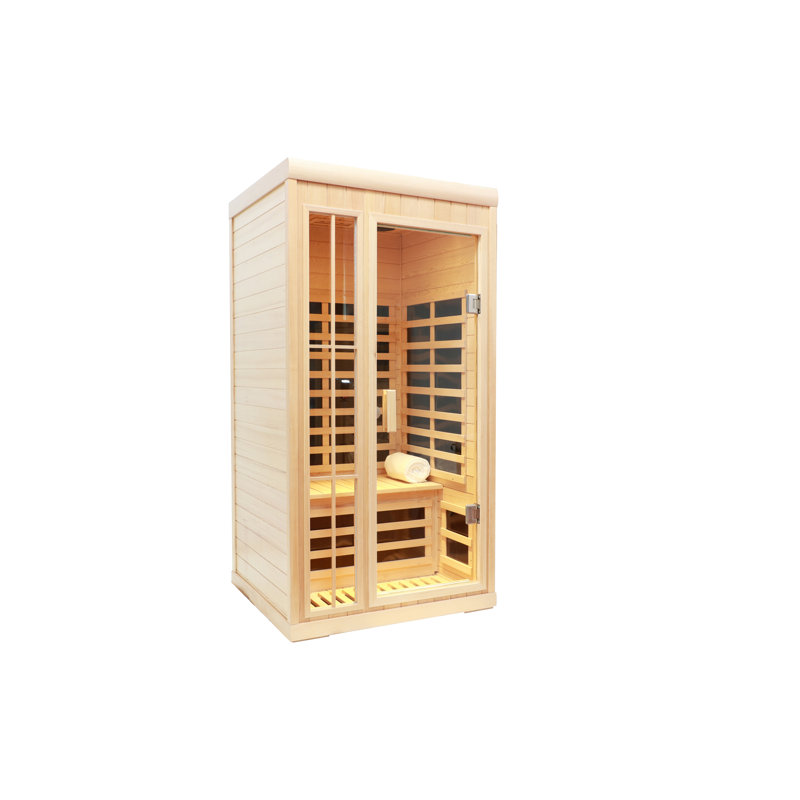Pynsseu 1 - Person FAR Infrared Sauna with Remote Control in Hemlock