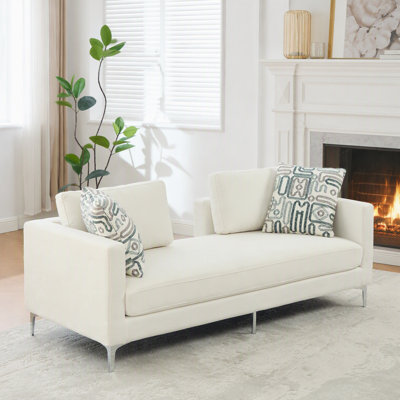 Chaise longue surdimensionnée en chenille avec dossier ouvert, accoudoirs et 4 coussins