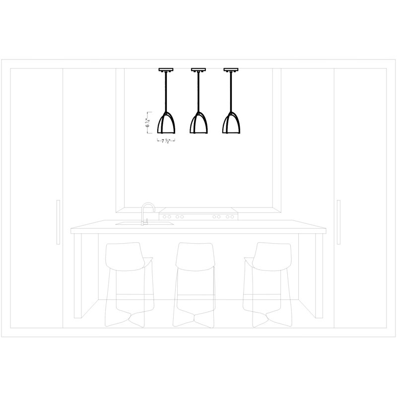 Nikki 1 - Light Single Pendant, Chrome, 7.5" H x 6.25" W x 6.25" W, Black