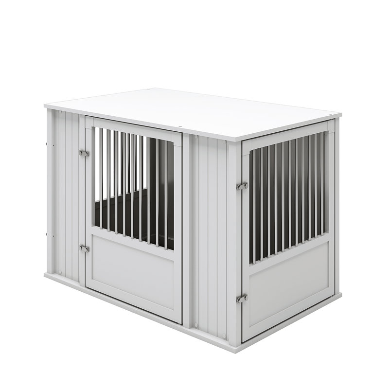 Cage pour chien durable avec placement de porte flexible, Très grand (H 29,9 po x l 27,2 po x P 43,3 po), Blanc antique
