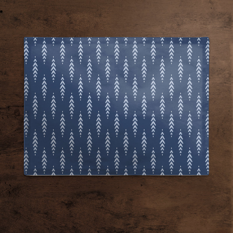 Napperon d'extérieur à motif de feuilles, Bleu marine