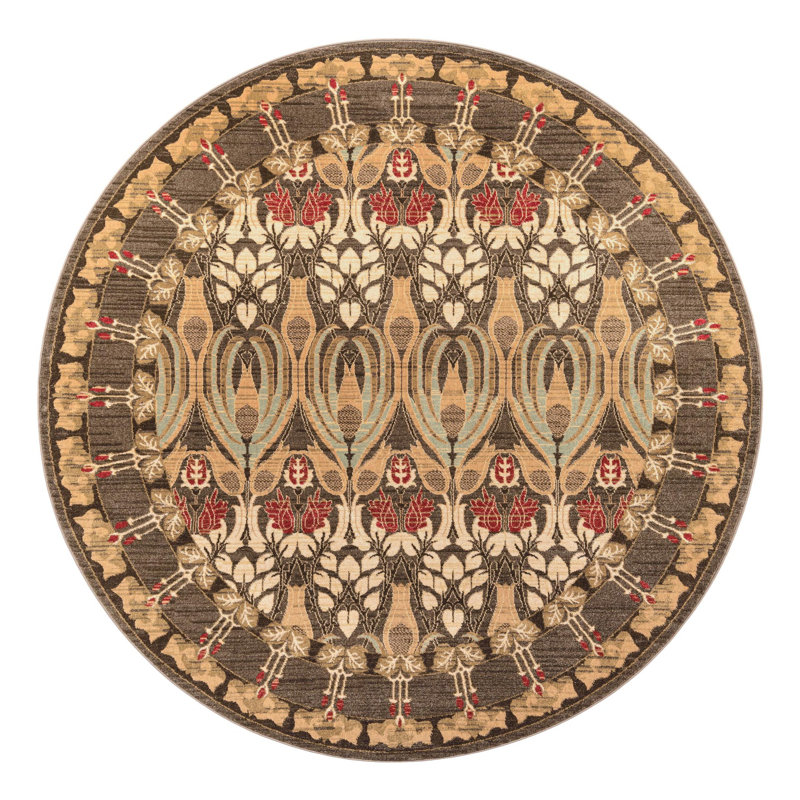 Tapis brun Ikat Moore, Rond 8 pi 1 po