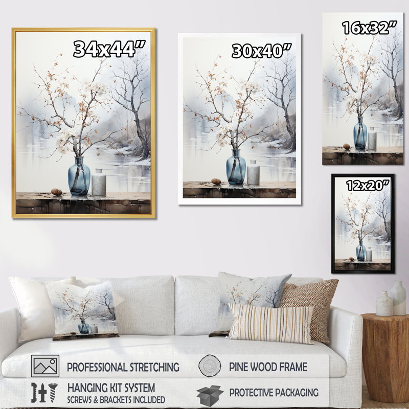 Oasis de la fenêtre Tree Winters, H 40 po x l 30 po x P 1,5 po, Cadre simple blanc
