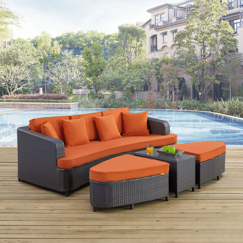 Modway Monterey Outdoor Patio Sectional Sofa, Orange