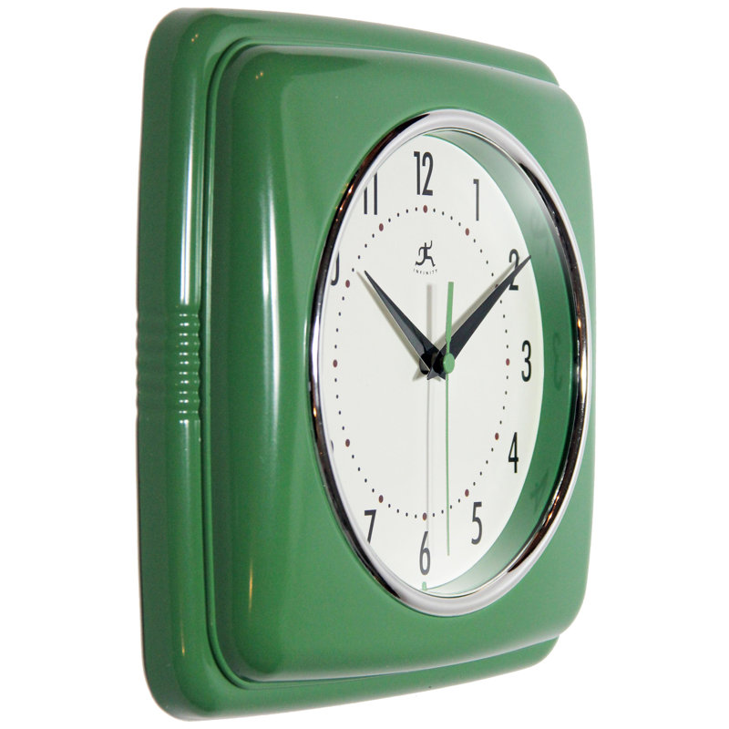 Orrwell Square Plastic Wall Clock 9.25 Inches, Light Green